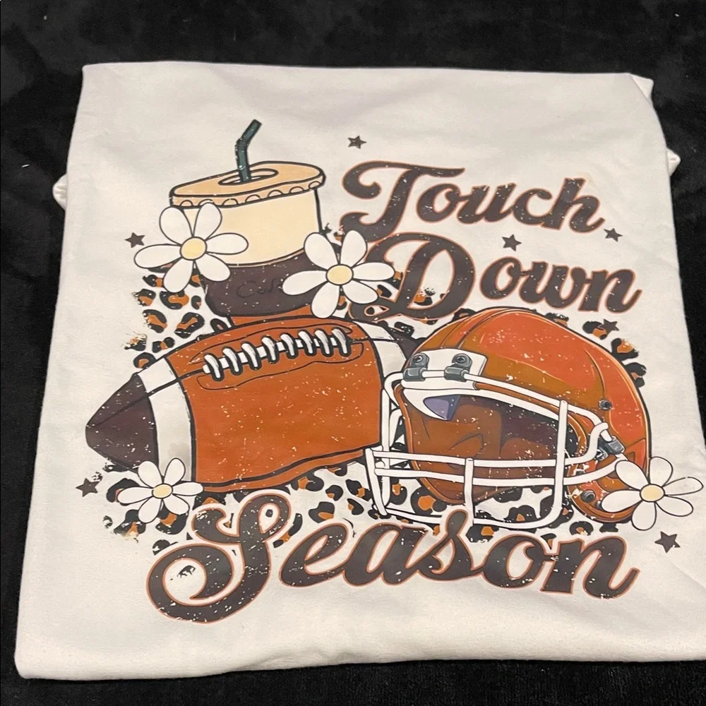 Touch Down Season Graphic Tee - White and Brown - Picture 1 of 3